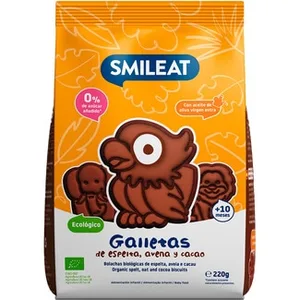 Galletas de Espelta Avena y Cacao Ecológicas desde 6 Meses 0% Azúcares Añadidos  Smileat 220 G