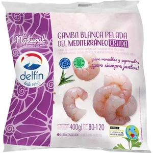 Gamba Blanca Pelada del Mediterráneo Cruda 80/120 Unidades  Delfin 400 G