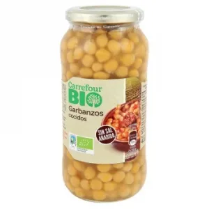 Garbanzos Cocidos Ecológicos Carrefour Bio sin Sal Añadida 400 G.