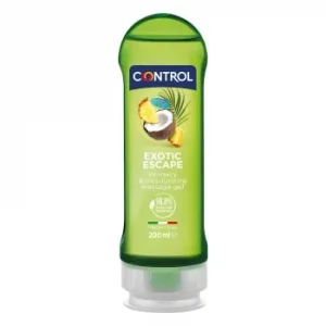 Gel de Masaje Corporal con Aroma a Frutas Tropicales Exotic Escape 2 en 1 Control 200 Ml.