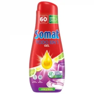 Gel para Lavavajillas Lima Limón Todo en Uno Somat 60 Lavados.