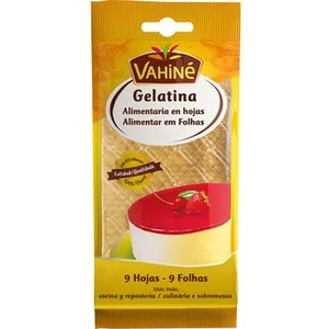 Gelatina Alimentaria 9 Hojas  Vahine 17 G