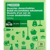 Guante de Nitrilo Desechable Talla S/m Eroski, Caja 30 Uds