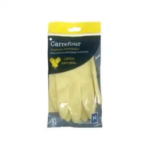 Guante Satinado de Látex Carrefour  M 2 Ud - Amarillo