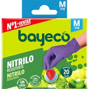 Guantes de Nitrilo Resistentes Morados Talla M Bayeco