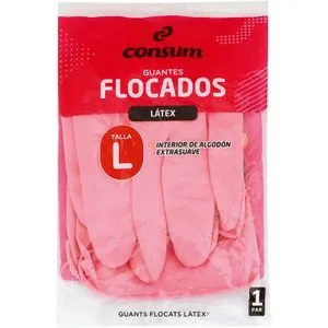Guantes Flocado Látex Rosa Talla Grande 1 u