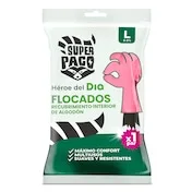Guantes Flocados de Látex Talla L Super Paco de Dia Bolsa 2 Unidades
