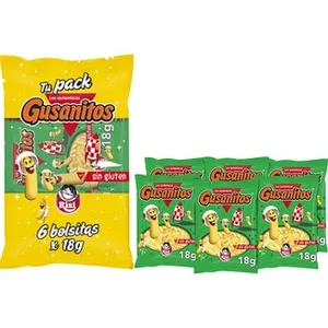 Gusanitos Snacks de Maíz sin Gluten Pack 6x18 G  Risi 108 G