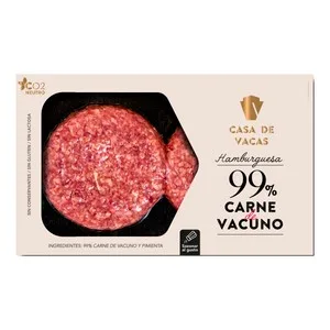 Casa de Vacas Hamburguesa 99% Carne de Vacuno 2x150 Gr. 300 G