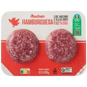 Alcampo Cultivamos LO Bueno Hamburguesas Congeladas de Vacuno Villa del Monte 2 X 150 G. 300 G