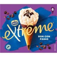 Helado Cono de Ron con Pasas Extreme, Pack 6x115 Ml