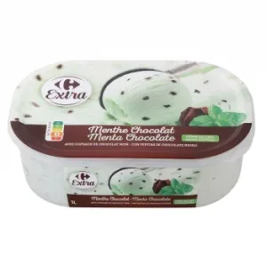 Helado de Menta Chocolate Extra Carrefour 1000 Ml.