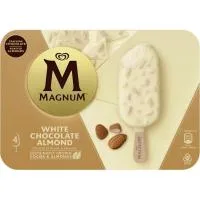 Helado de Vainilla C/ Choco Blanco Almendrado Magnum, Caja 4 Uds