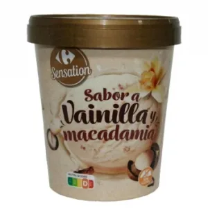 Helado de Vainilla con Nueces de Macadamia Carrefour Sensation sin Gluten 300 G.