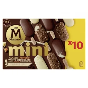 Helado Mini Bombón Clásico, Almendras y Chocolate Blanco Magnum sin Gluten 10 Ud.