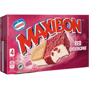Helado Red Cheesecake Sándwich de Queso con Galleta y Trocitos de Frambuesa 4 Unidades Nestle Maxibon