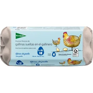 Huevos de Gallinas Sueltas en Gallinero Categoría a Clase L-xl  el Corte Ingles 10 Unidades