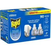 Insecticida Eléctrico Líq. 45 Noches Raid, Aparato + 2 Recambios