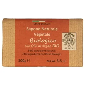 Iteritalia Pastilla de Jabón Natural Vegetal, con Aceite de Argán Iteritalia 100 G.