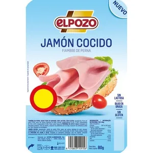 Jamón Cocido bajo en Grasa en Lonchas sin Gluten sin Lactosa Elpozo
