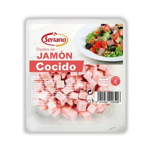 Serrano Jamón Cocido Cortado en Dados 150 G.