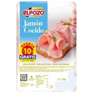 Jamón Cocido en Lonchas el Pozo sin Gluten y sin Lactosa 80 G