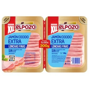 EL Pozo Jamón Cocido Extra, Cortado en Lonchas Finas 2 X 150 G. 300 G