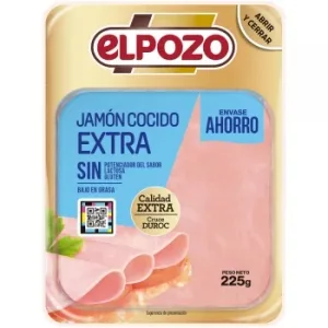 Jamón Cocido Extra en Lonchas Elpozo sin Gluten y sin Lactosa 225 G