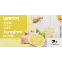 Jengibre con Limón Eroski, Caja 25 Sobres