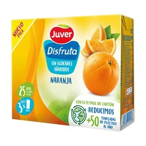 Juver Néctar de Naranja, sin Azúcares Añadidos Pack 3 Uds X 20 Cl. 600 ML