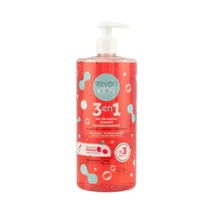 Seven Kids Gel, Champú y Acondicionador Infantil con Prebiótico y Aroma a Cereza 750 Ml.