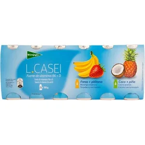 L. Casei con Frutas 6 Fresa-plátano + 6 Coco-piña sin Gluten Pack 12  el Corte Ingles 100 G