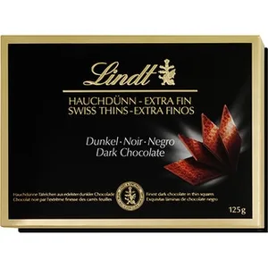 Láminas de Chocolate Negro Extrafinas  Lindt Swiss Thins 125 G