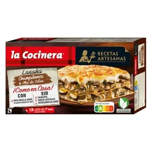 LA Cocinera Lasaña de Pasta Fresca al Huevo, Rellena de Champiñones y Mix de Setas Recetas Artesanas 500 G.