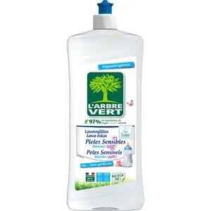 Lavavajillas a Mano Diluido Hipoalergénico Ideal para Pieles Sensibles sin Colorantes sin Perfumes, También para Biberones L'arbre Vert 750 ML