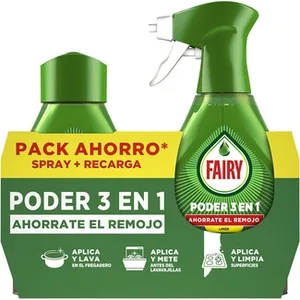 Lavavajillas a Mano Poder 3 en 1 Limón Ahorra el Remojo + Recambio de 500ml Pack Ahorro Fairy 500 ML