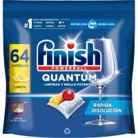Lavavajillas Limón Finish Quantum, Bolsa 64 Dosis