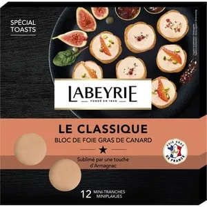 Le Classique Bloc de Foie Gras de Pato en 12 Mini Lonchas sin Gluten  Labeyrie 90 G