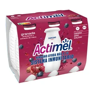 Actimel Leche Fermentada con Lcasei y con Granada, Arándanos y Extracto de Maca de Danone 6 X 100 G. 564 ML