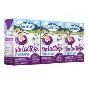 Leche Semidesnatada Central Lechera Asturiana sin Lactosa Pack 3 Brik de 200 Ml.