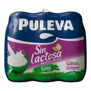 Puleva Leche Semidesnatada de Vaca, sin Lactosa  Mañanas Ligeras 6 X 1 L. 6000 ML