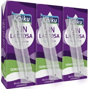 Leche Semidesnatada Enriquecida con Calcio + Vitamina D sin Lactosa Pack 3 Kaiku sin Lactosa