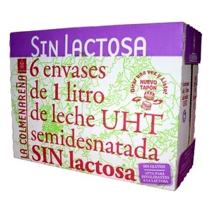 LA Colmenareña Leche Semidesnatada sin Gluten y sin Lactosa  6 X 1 L. 6000 ML