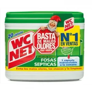 Limpia Tuberías Fosas Sépticas en Cápsulas Elimina Malos Olores y Previene Atascos Wc Net 20 Ud.