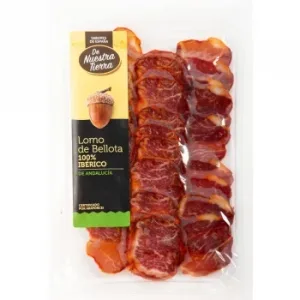 Lomo de Bellota Ibérico 100 % Raza Ibérica en Lonchas de Nuestra Tierra 100 G