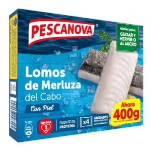 Lomos de Merluza del Cabo con Piel Ultracongelados Pescanova 400 G.
