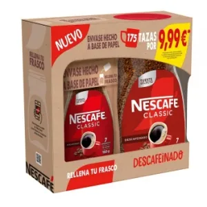 Lote Nescafé Classic: Café Soluble Descafeinado 200 G.+ Café Soluble Descafeinado Recarga Doy Pack 150 G.