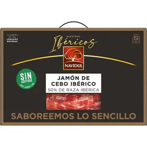 Estuche de Jamón de Cebo Ibérico 50% Raza Ibérica en Lonchas Navidul Pack de 4 Sobres de 40 G