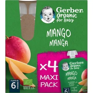 Mango Ecológico sin Azúcares Añadidos desde 6 Meses Pack 4 Gerber
