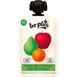 Manzana, Pera y Albaricoque sin Gluten 100% Fruta Ecológico desde 4 Meses BE Plus